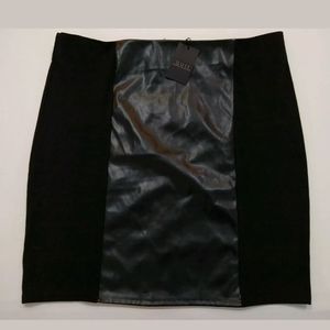 Black PU Leather Block Skirt Plus 3X